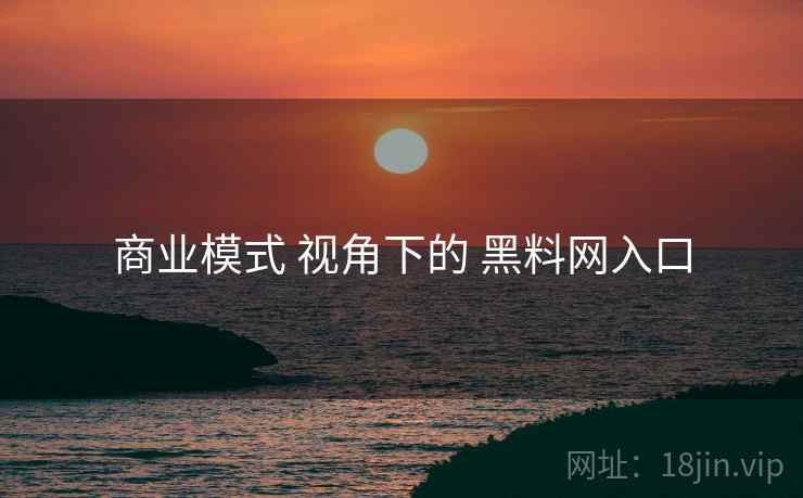 商业模式 视角下的 黑料网入口